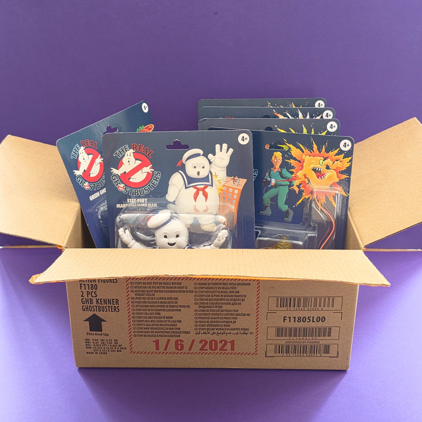 THE REAL GHOSTBUSTERS REISSUE ☆ FULL SET & STAY PUFT GREEN GHOST Shipper Figure ☆ Kenner Classics Sealed Carded
