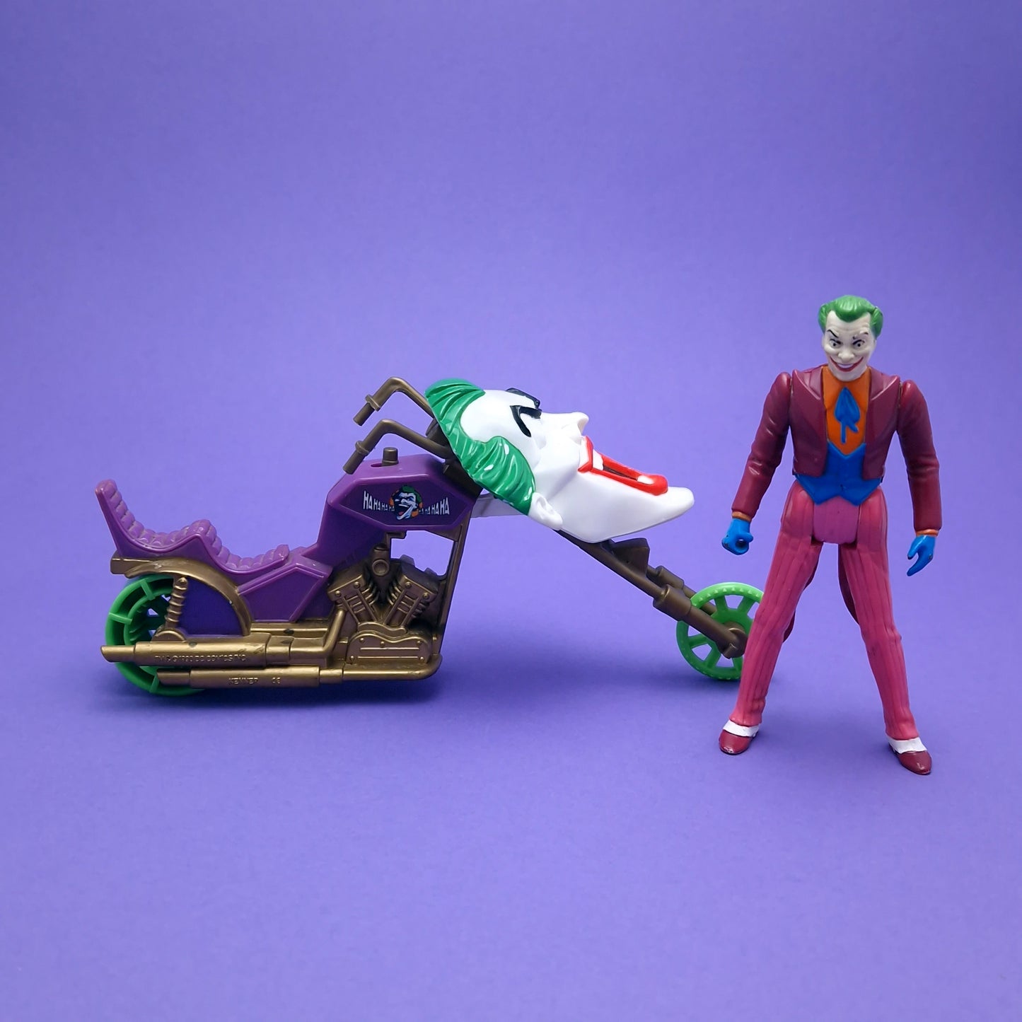 BATMAN DARK KNIGHT ☆ Vintage Sky Escape JOKER & CYCLE DC SUPER HEROES 1990 Figure ☆ Kenner