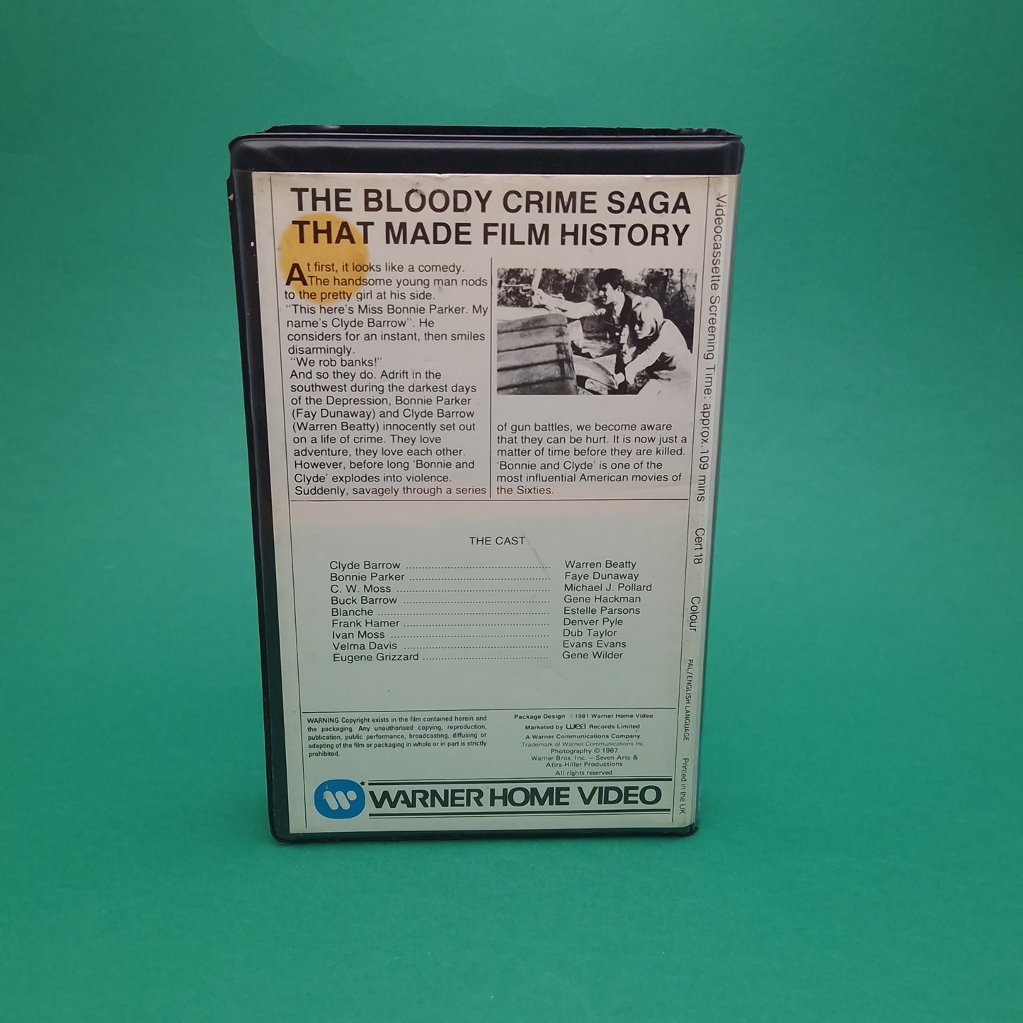 VHS Video ☆ BONNIE & CLYDE ☆ 80s Big Box Clam Shell Ex Rental Pre Cert Vintage