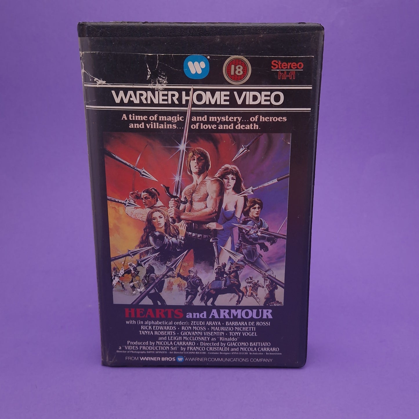 VHS Video ☆ HEARTS AND ARMOUR ☆ 80s Pre-cert Big Box Ex Rental 18 Vintage