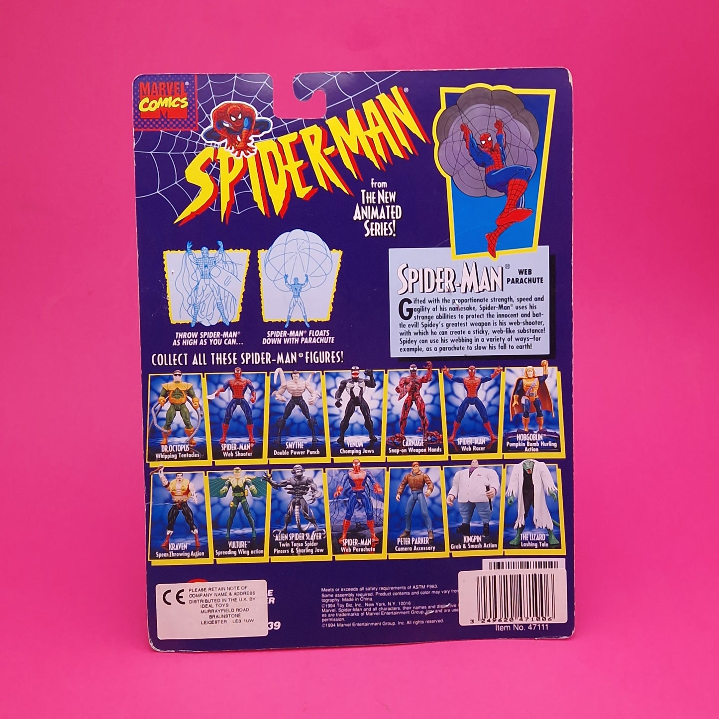 SPIDER-MAN ANIMATED SERIES ☆ WEB PARACHUTE Action Figure ☆ Marvel Loose Toybiz 90s