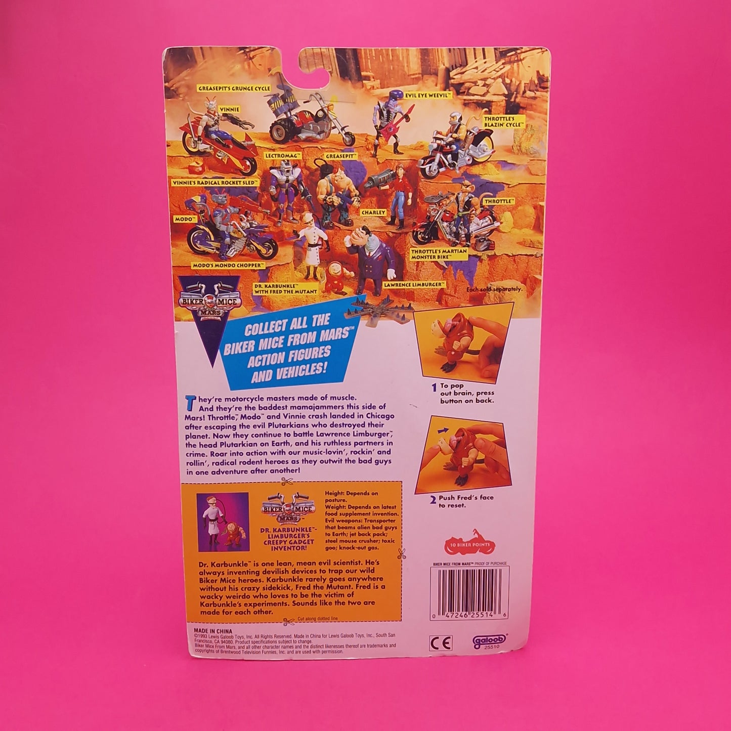 BIKER MICE FROM MARS ☆ DR. KARBUNKLE Carded Action Figure ☆ Sealed Vintage 90s