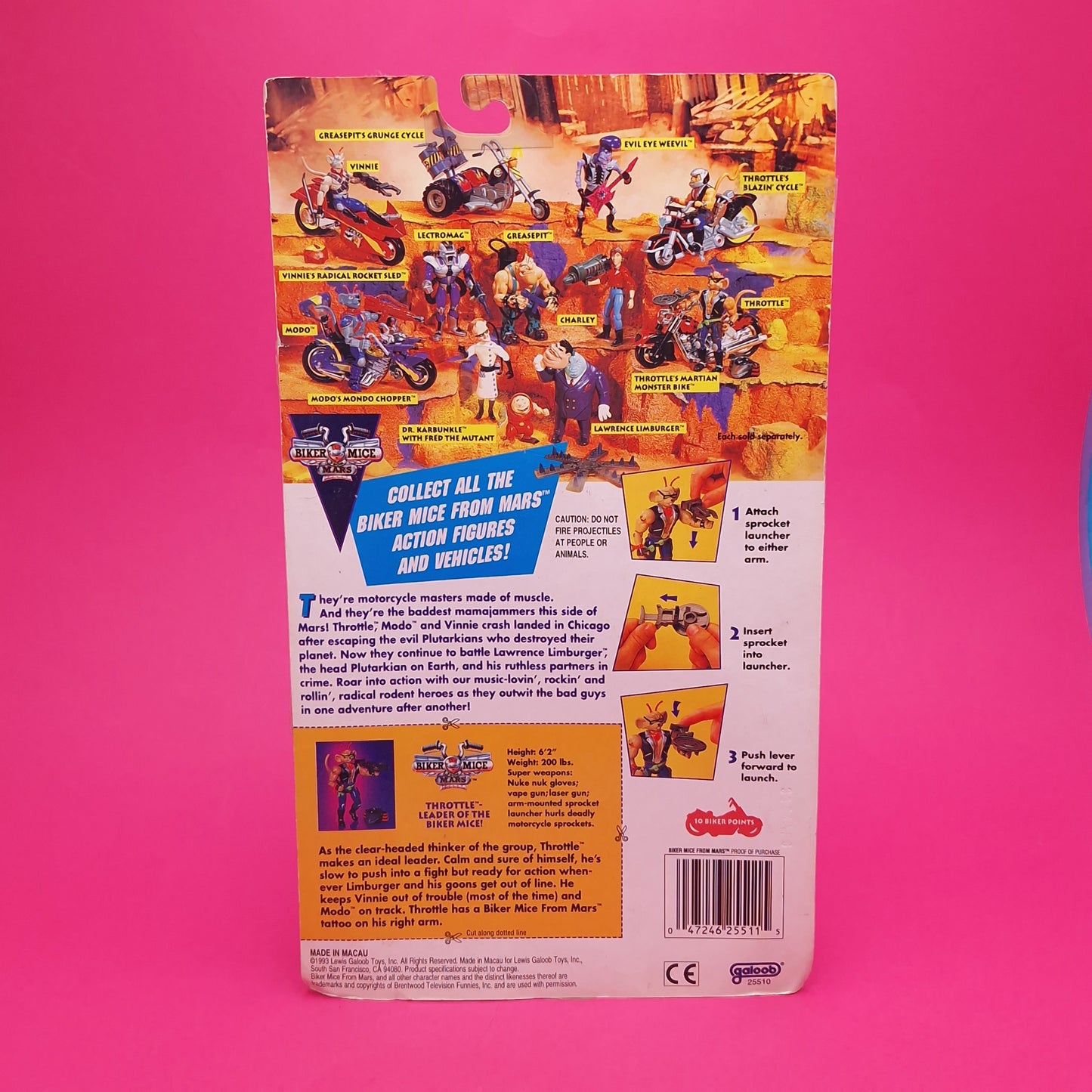 BIKER MICE FROM MARS ☆ THROTTLE Carded Action Figure ☆ Sealed Vintage 90s