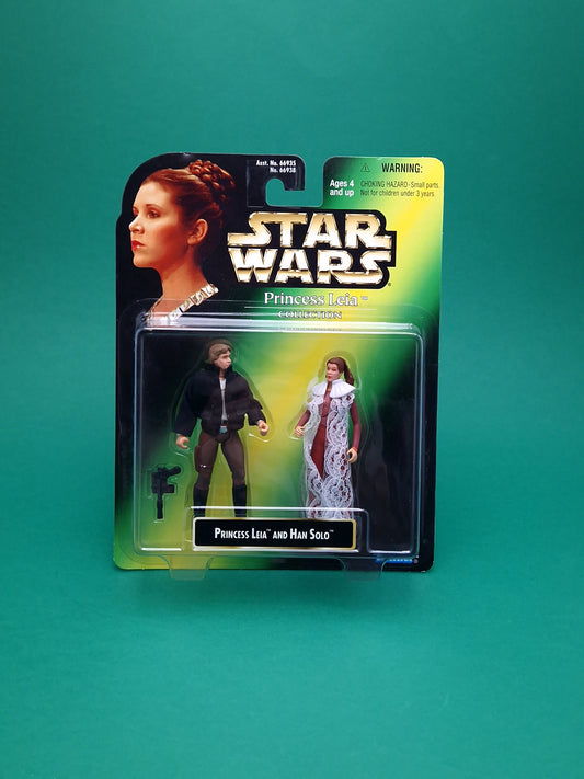 STAR WARS POTF ☆ PRINCESS LEIA & HAN SOLO Figure ☆ MOC Sealed Carded Kenner Power of the Force