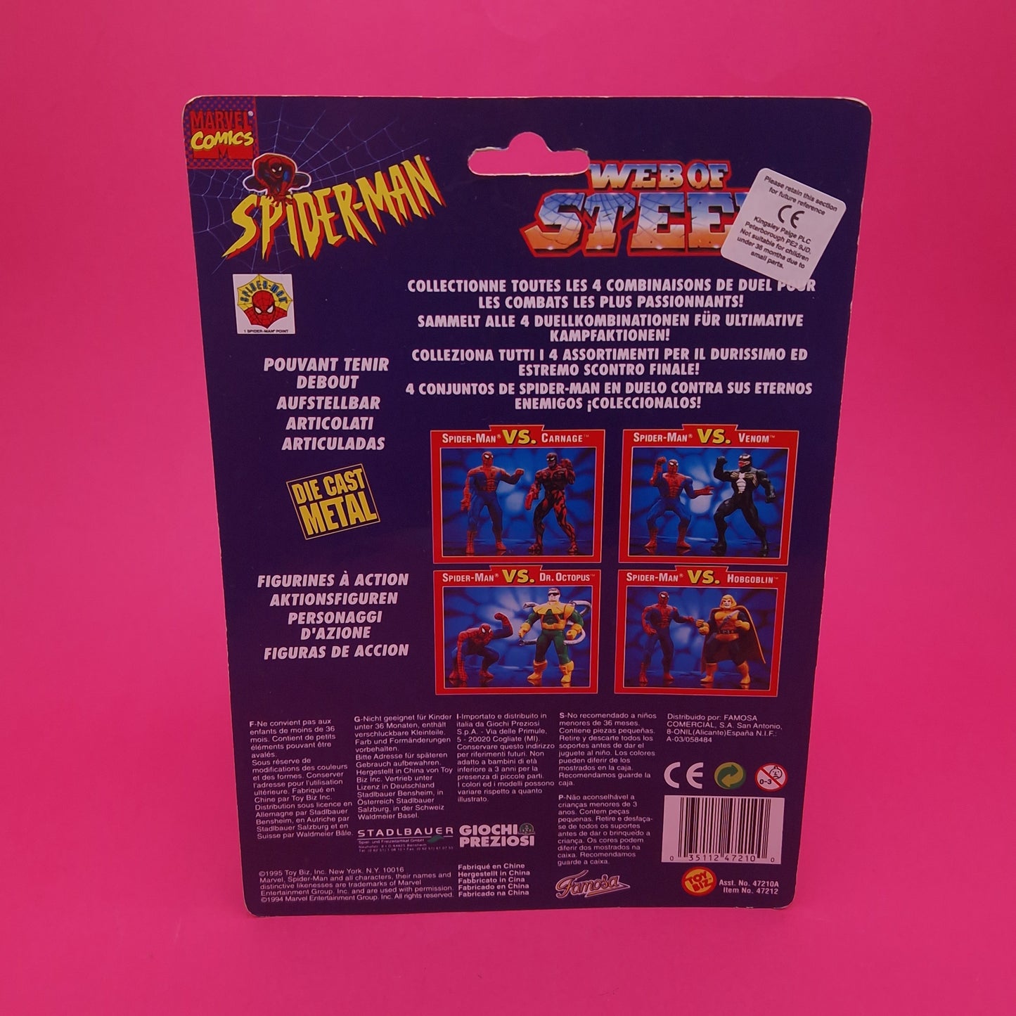 SPIDER-MAN WEB OF STEEL ☆ VS CARNAGE MARVEL Figure ☆ Diecast Metal Vintage Toybiz 90s