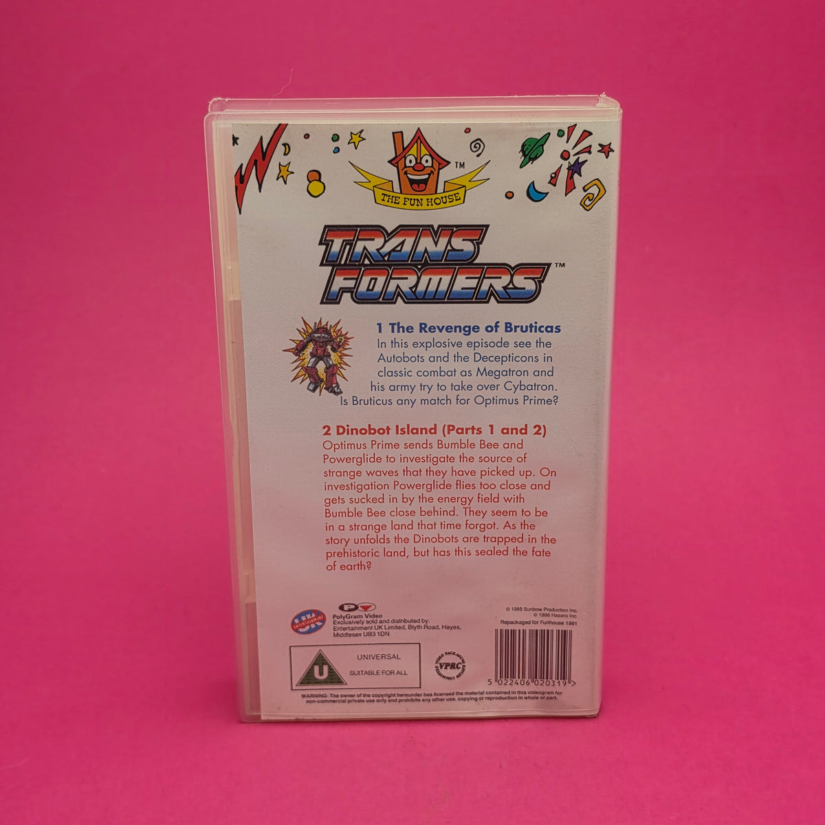 VHS Video ☆ TRANSFORMERS TWO GREAT ADVENTURES ☆ U Cert Vintage Tape Fun House