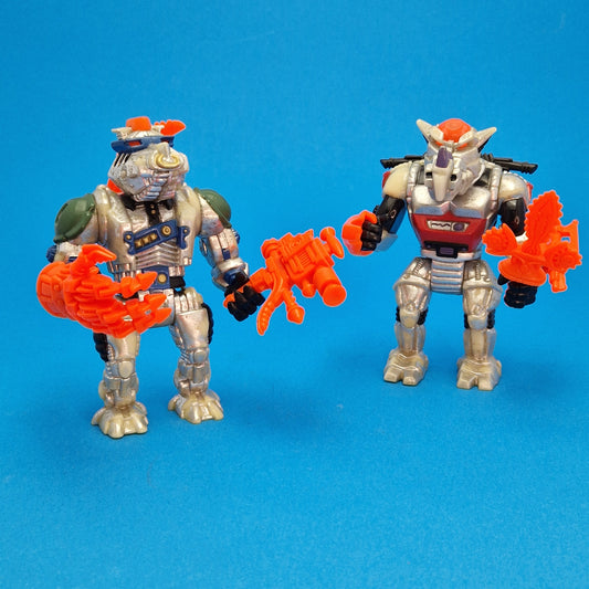 TEENAGE MUTANT NINJA TURTLES ☆ ROBOT BEBOP & ROCKSTEADY Vintage Action Figure ☆ 90s Loose