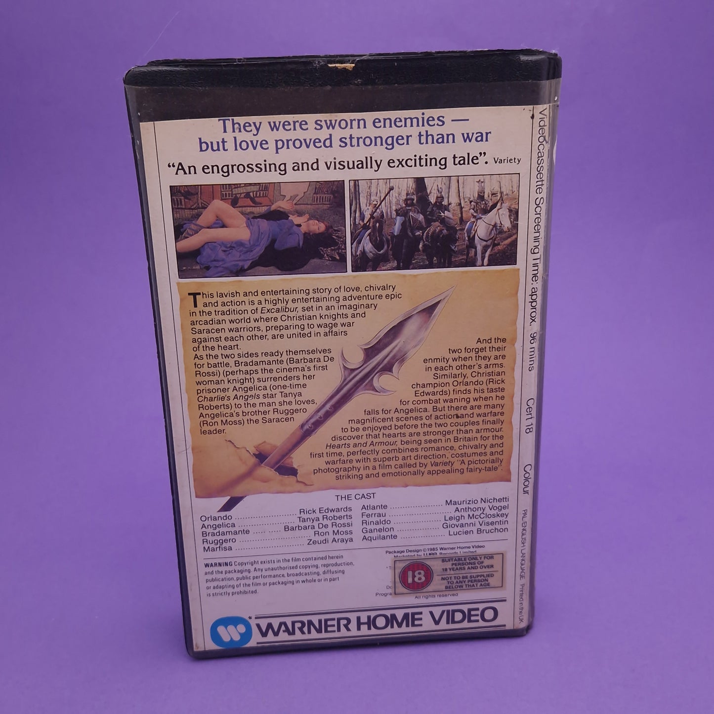 VHS Video ☆ HEARTS AND ARMOUR ☆ 80s Pre-cert Big Box Ex Rental 18 Vintage