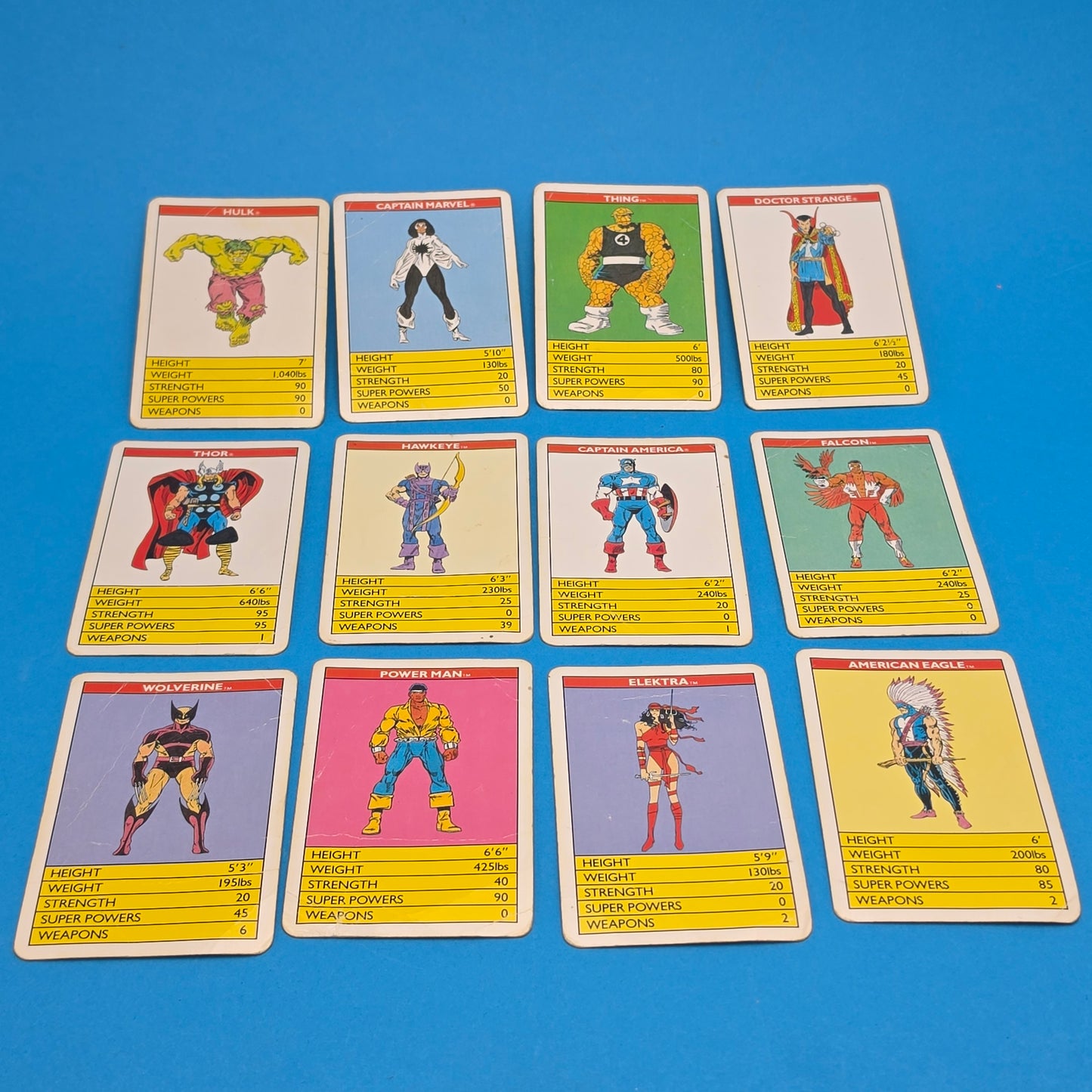 TOP TRUMPS ☆ MARVEL SUPERHEROES Cards ☆ Vintage Game Case Waddingtons 1988