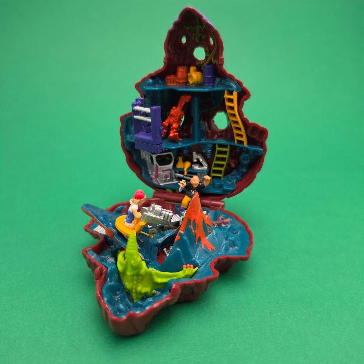 MIGHTY MAX ☆ DINO LAB Blows Up Mutasaurus Doom Zones Figure Playset ☆ Vintage Complete