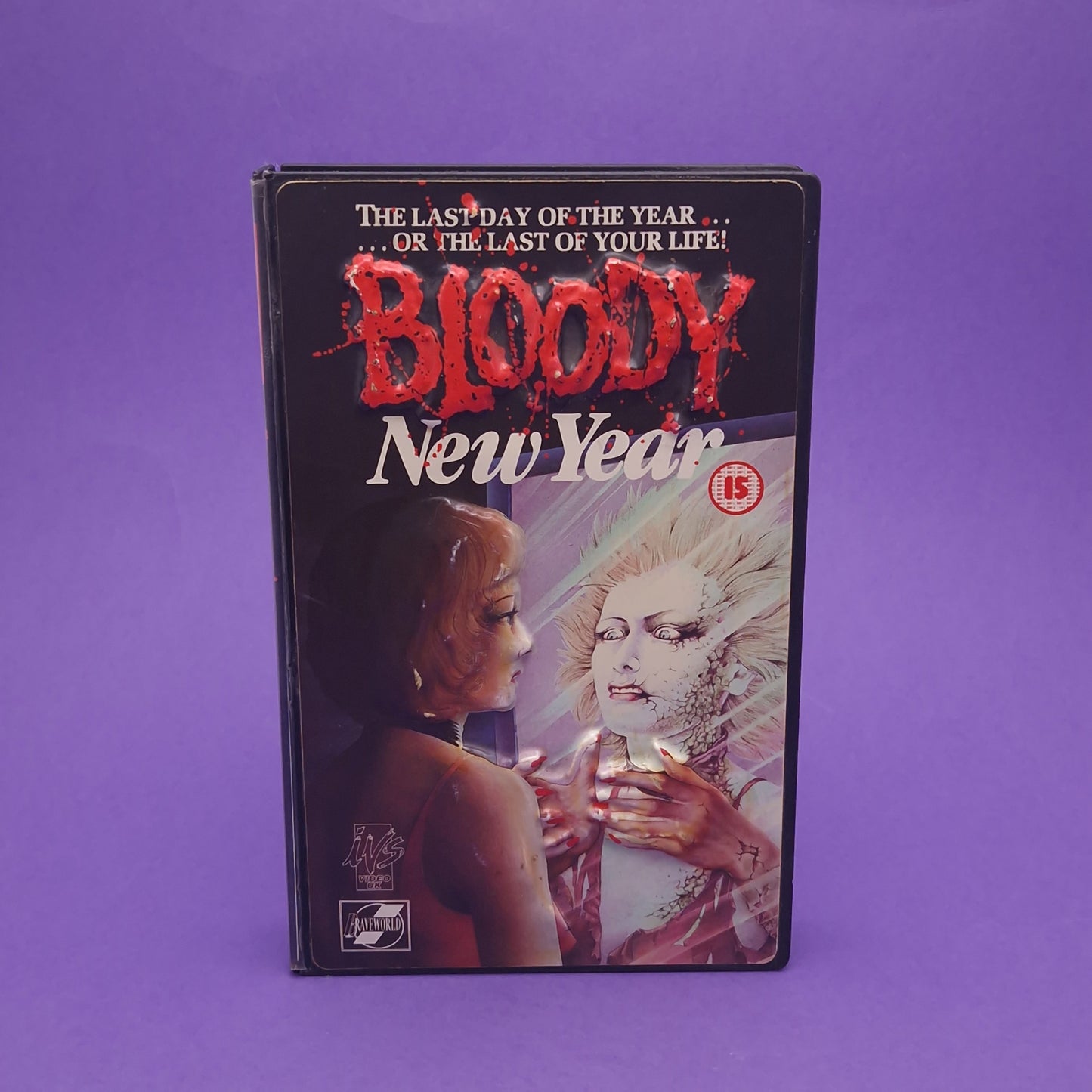 VHS Video ☆ BLOODY NEW YEAR 3D Case Tape Cassette 1986 80s Vintage Horror