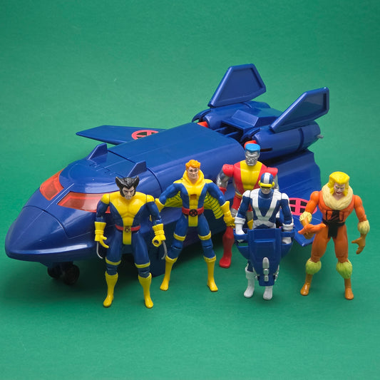 X-MEN ☆ BLACKBIRD JET & Wolverine Cyclops Sabertooth Figures ☆ Vintage 90s Toybiz