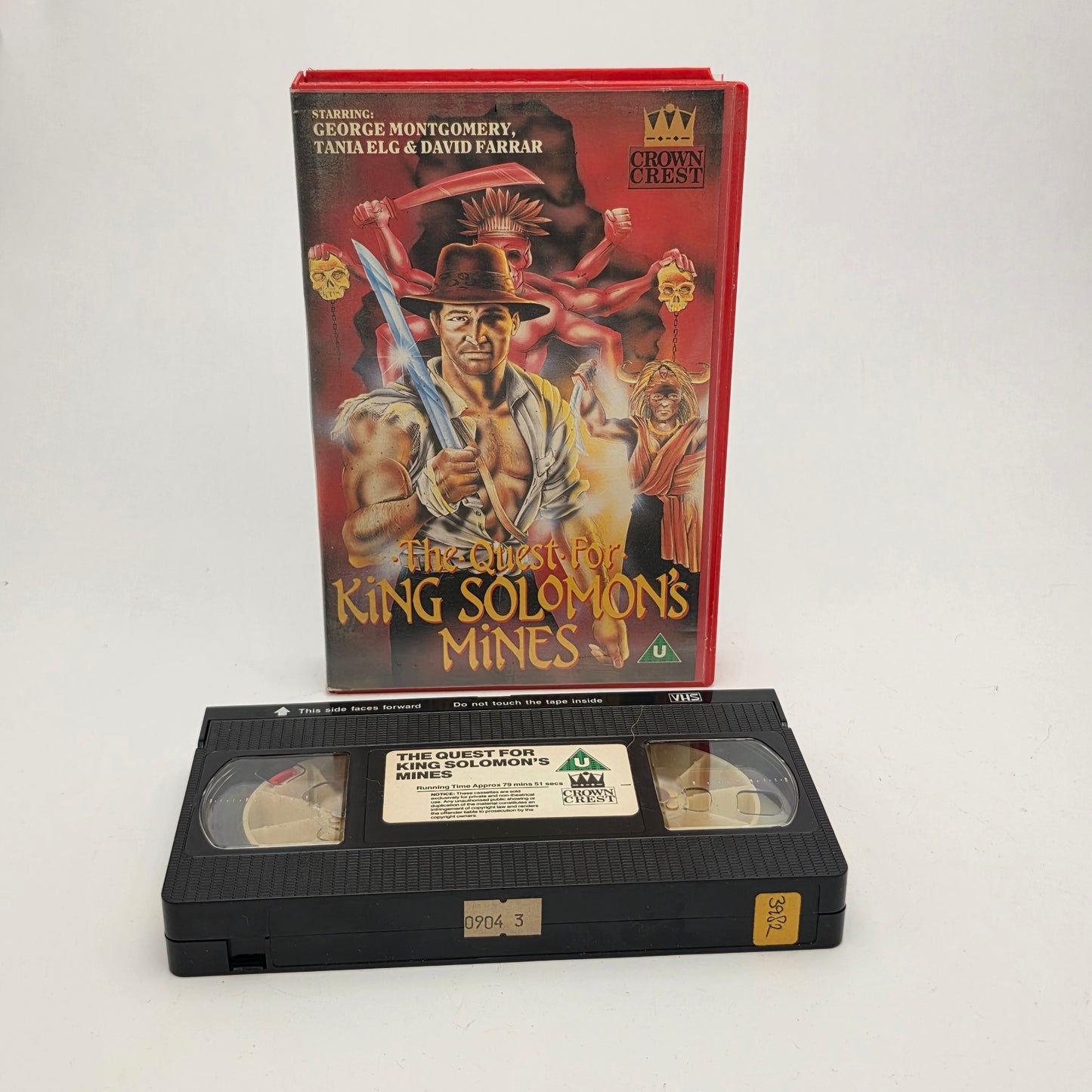 VHS Video ☆ THE QUEST FOR KING SOLOMONS MINES ☆ U Cert Vintage Tape Crown Crest