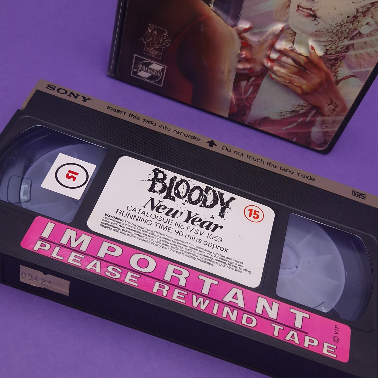 VHS Video ☆ BLOODY NEW YEAR 3D Case Tape Cassette 1986 80s Vintage Horror