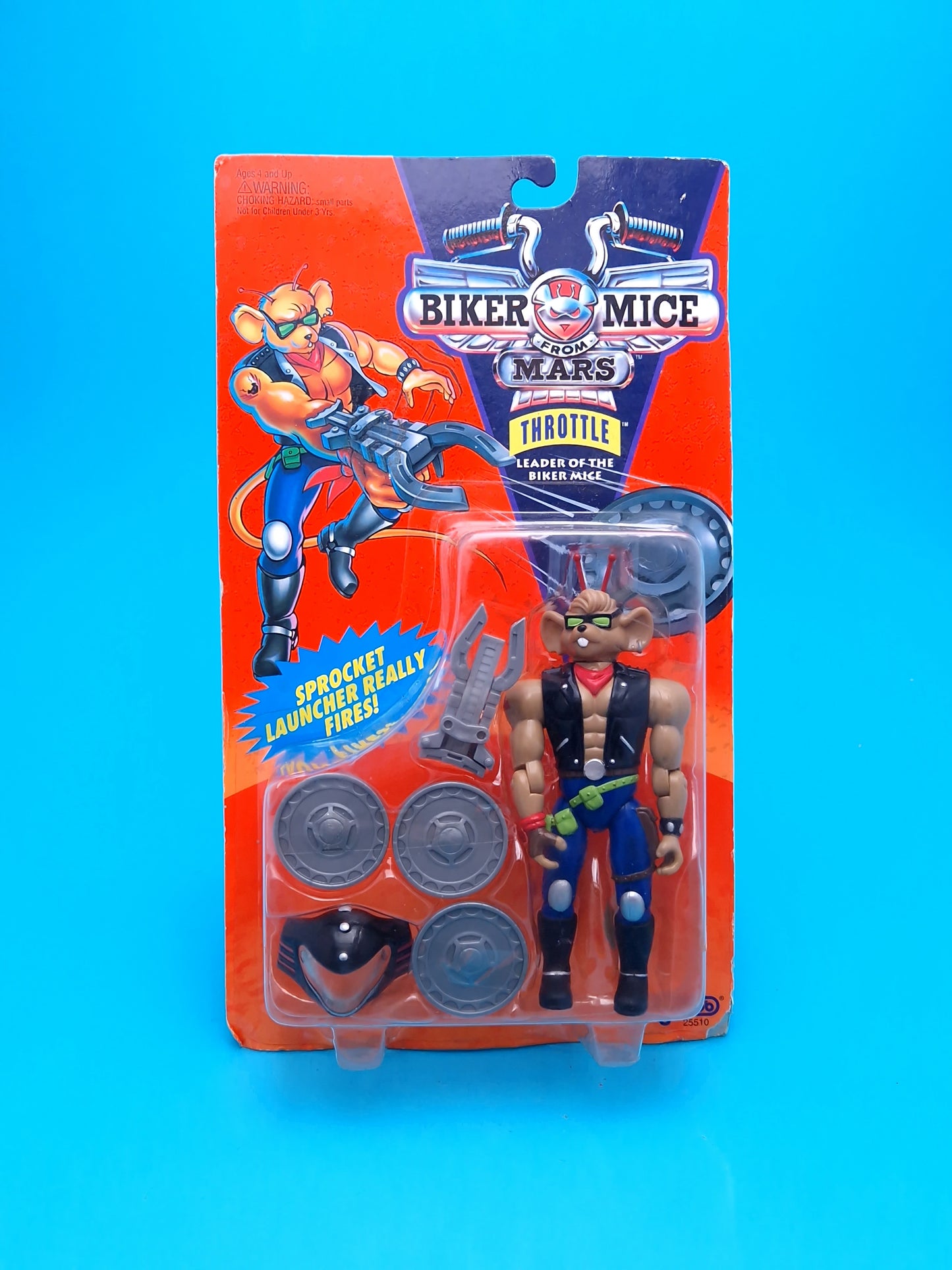 BIKER MICE FROM MARS ☆ THROTTLE Carded Action Figure ☆ Sealed Vintage 90s