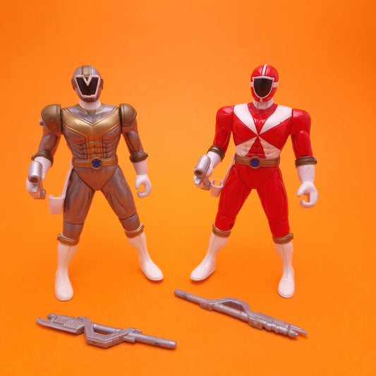 POWER RANGERS ☆ LIGHTSPEED RESCUE SILVER RED RANGER Action Figures ☆ Vintage Bandai