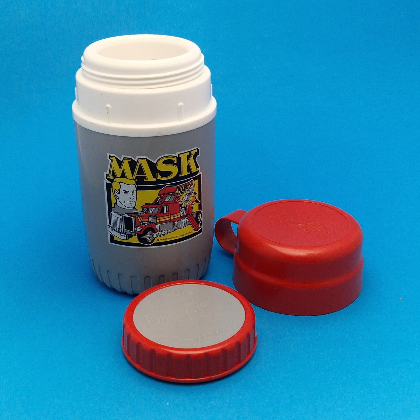 M.A.S.K ☆ LUNCH BOX & THERMOS FLASK Grey/Red ☆ UNUSED Bluebird Vintage 80s Loose
