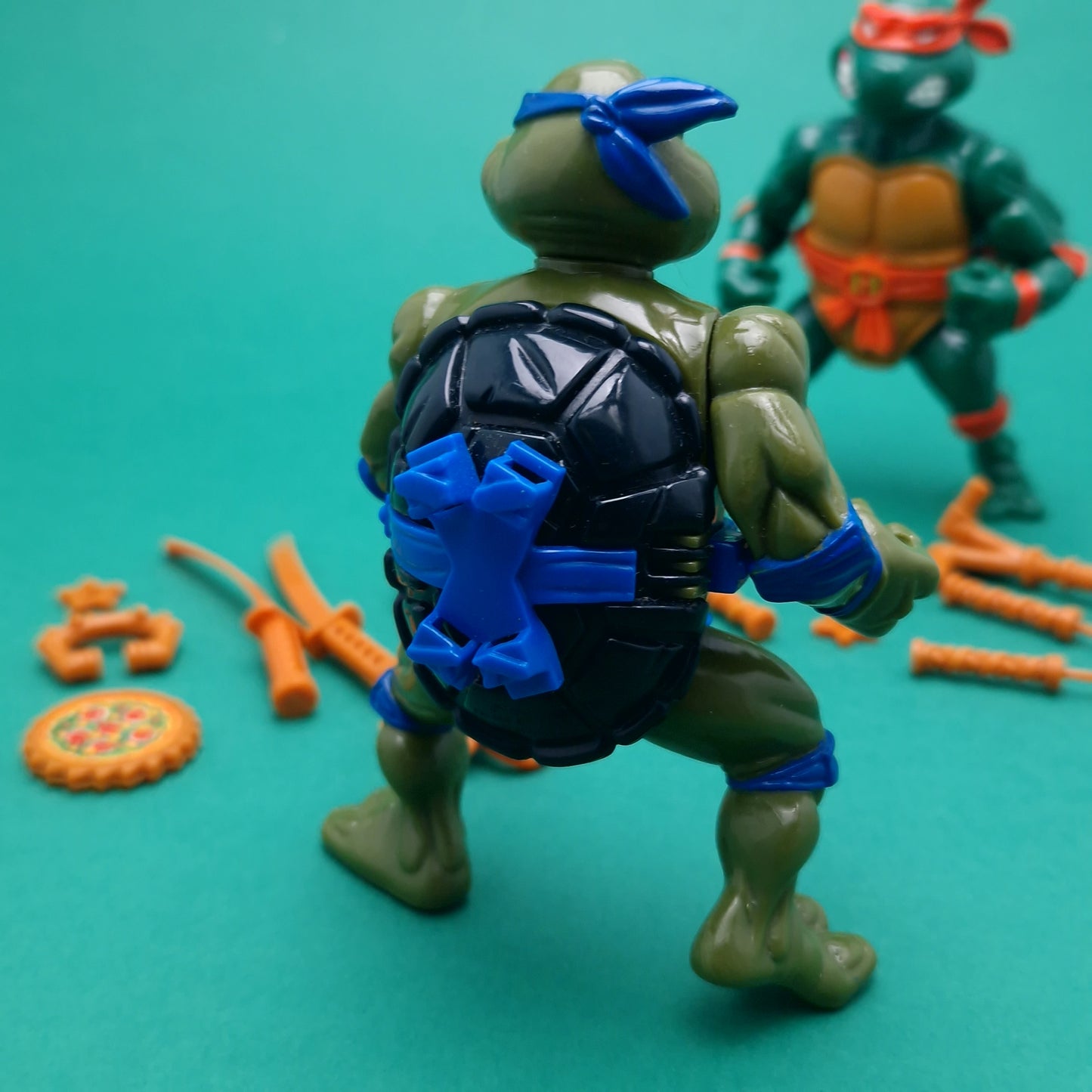 TEENAGE MUTANT NINJA TURTLES ☆ LEONARDO & MICHELANGELO Storage Shell Figure ☆ 90s Vintage