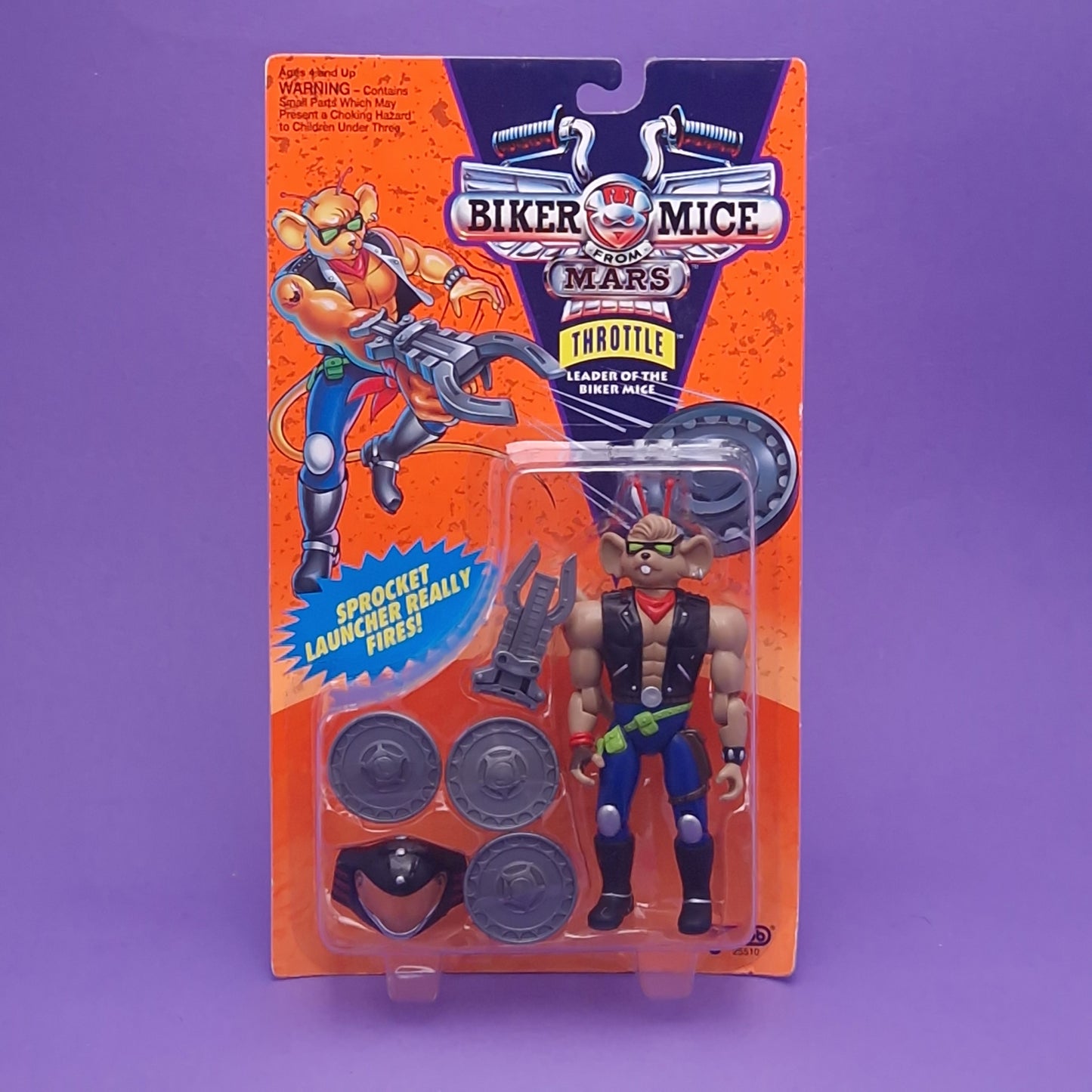 BIKER MICE FROM MARS ☆ THROTTLE VINNIE MODO Carded Action Figure ☆ Sealed Vintage 90s