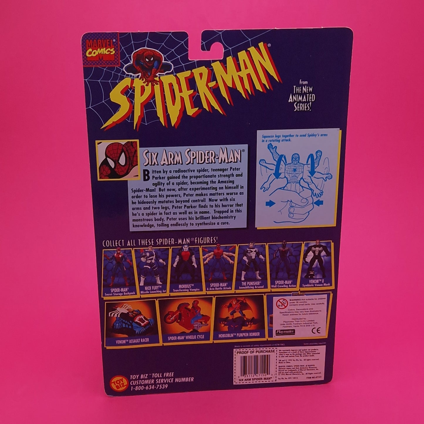 SPIDER-MAN ANIMATED SERIES ☆ Vintage SIX ARM Figure ☆ Original Toybiz 90s