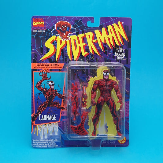 SPIDER-MAN ANIMATED SERIES ☆ CARNAGE Figure Marvel ☆ Carded Toybiz 90s Original