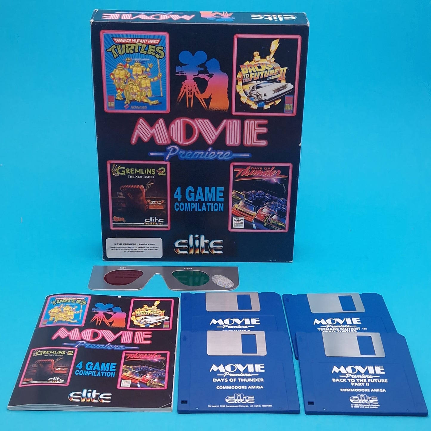 AMIGA ☆ MOVIE PREMIER BTTF 2 GREMLINS DAYS OF THUNDER TMHT ☆ BOXED Tested Vintage Retro Game