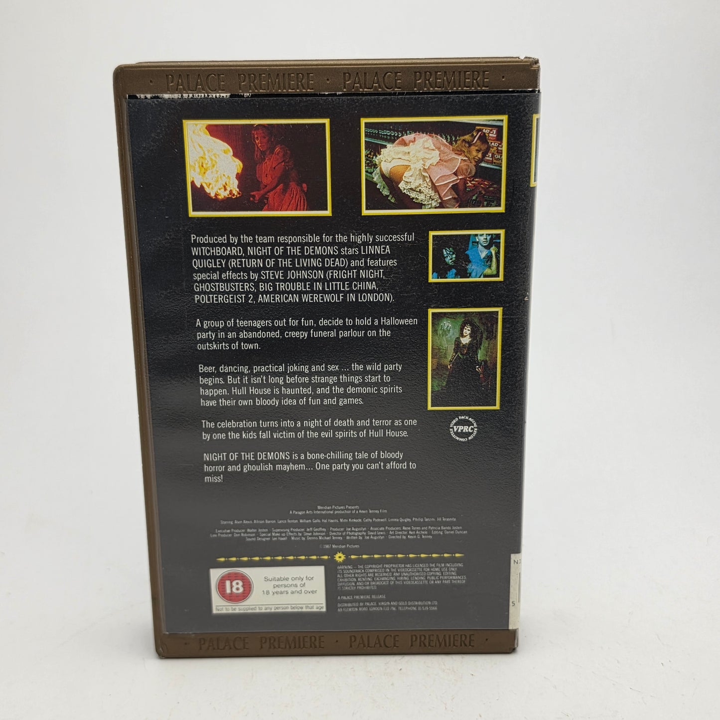 VHS Video ☆ NIGHT OF DEMONS 1988 ☆ 18 Cert Big Box Ex Rental Vintage MERIDIAN