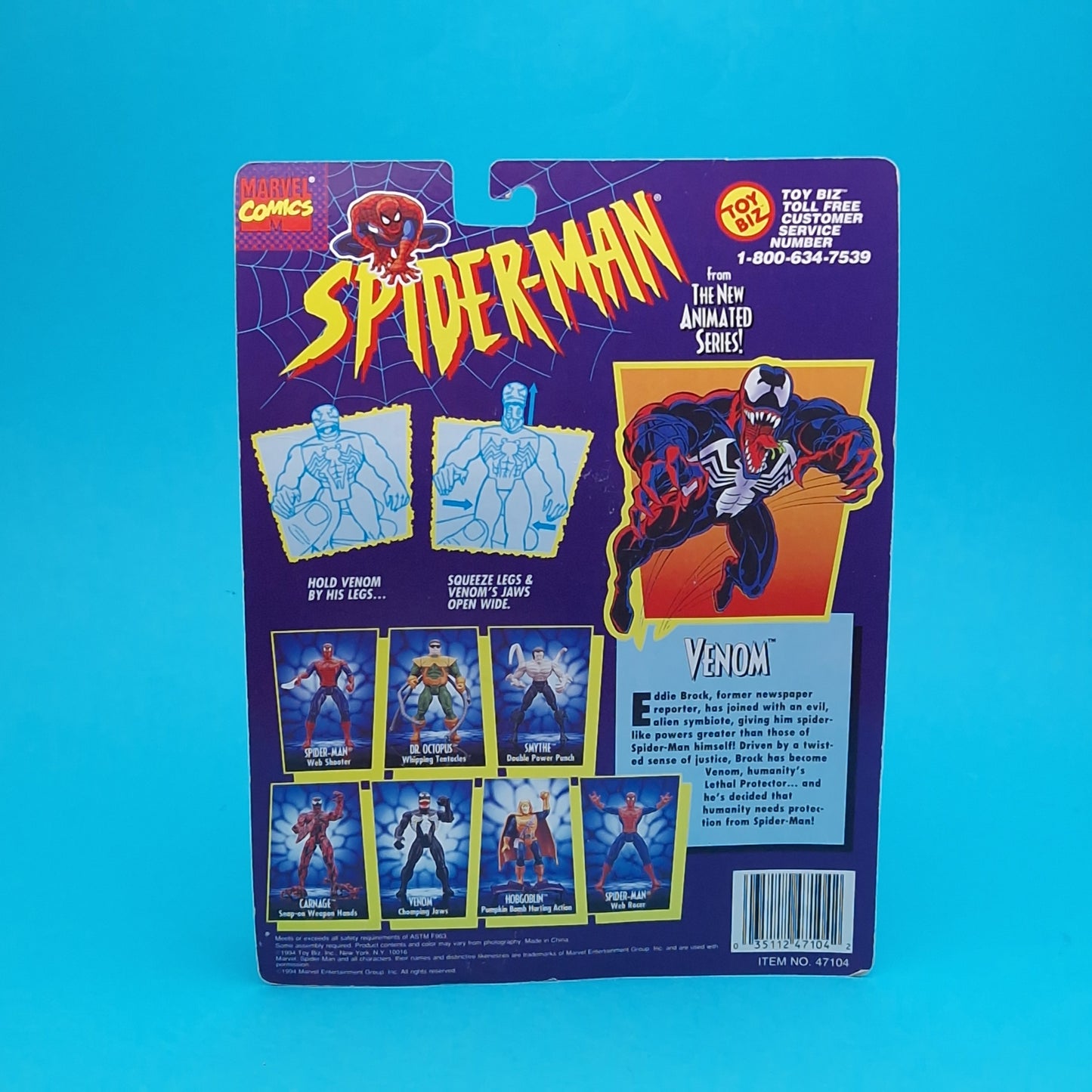 SPIDER-MAN ANIMATED SERIES ☆ VENOM Figure Marvel ☆ Carded Toybiz 90s Original