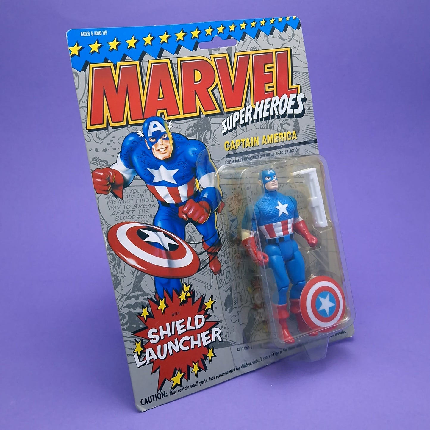 MARVEL SUPER HEROES ☆ CAPTAIN AMERICA Vintage Action Figure ☆ Original Carded Toybiz 90s