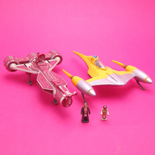 MICRO MACHINES ☆ STAR WARS ACTION FLEET Naboo Starfighter & Republic Cruiser Vintage ☆ 90s Loose