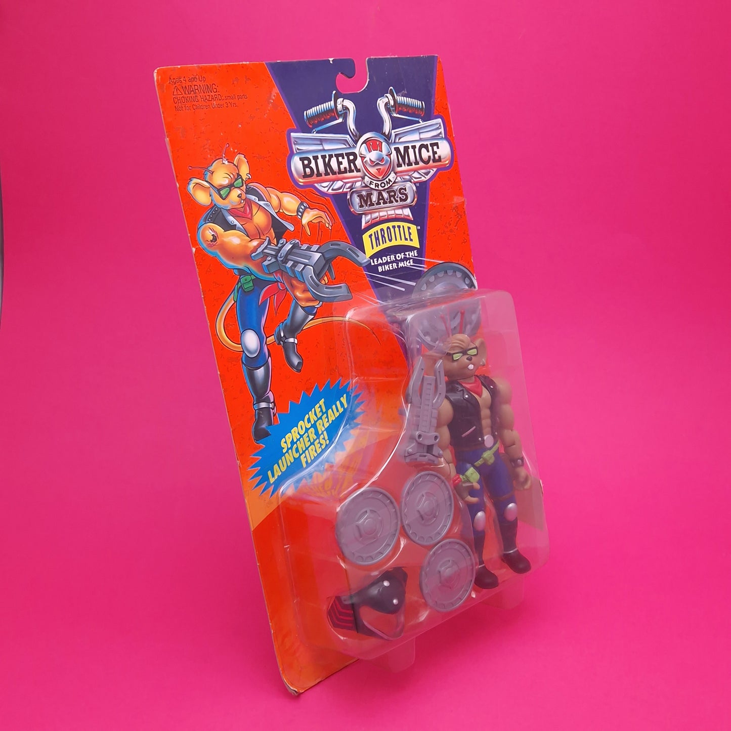 BIKER MICE FROM MARS ☆ THROTTLE Carded Action Figure ☆ Sealed Vintage 90s