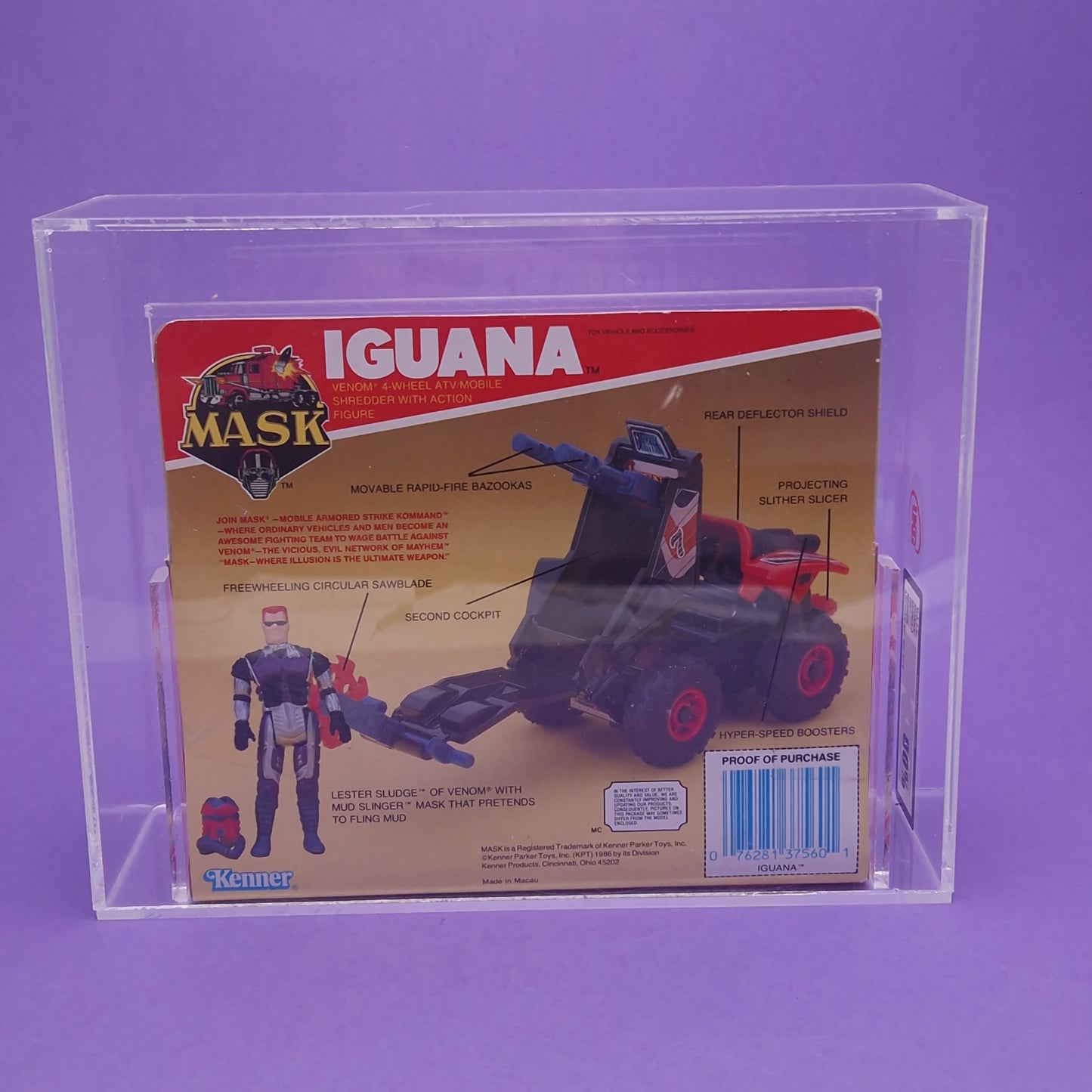 M.A.S.K ☆ IGUANA Lester Sludge Figure GRADED UKG 80 Vehicle ☆ US Sealed Boxed 80s Kenner MASK Vintage