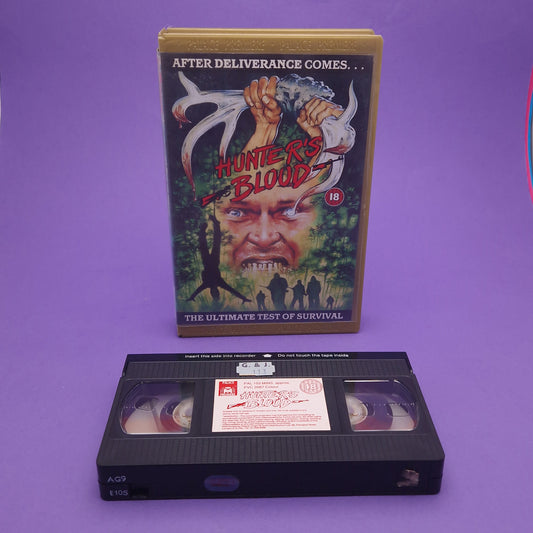 VHS Video ☆ HUNTERS BLOOD ☆ 80s Big Box Ex Rental 18 Vintage