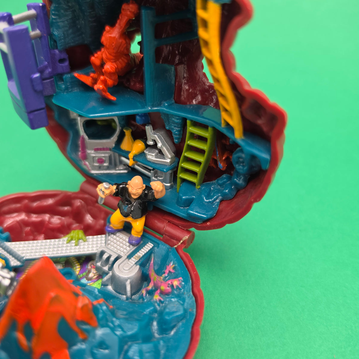 MIGHTY MAX ☆ DINO LAB Blows Up Mutasaurus Doom Zones Figure Playset ☆ Vintage Complete