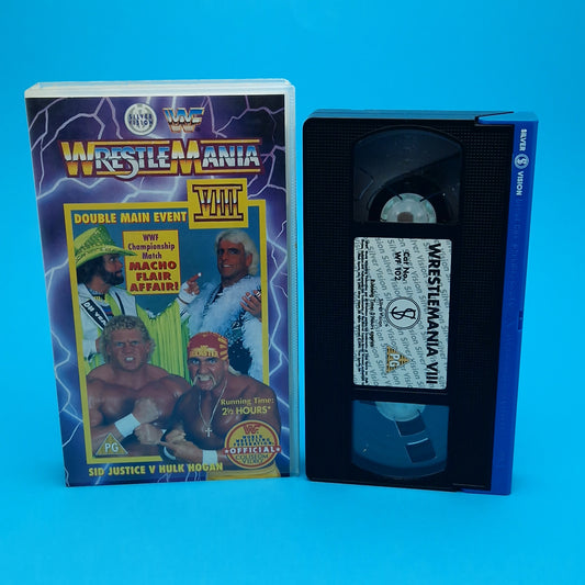 VHS Video ☆ WWF WRESTLEMANIA 8 UK Tape Cassette ☆ Silver Vision Vintage