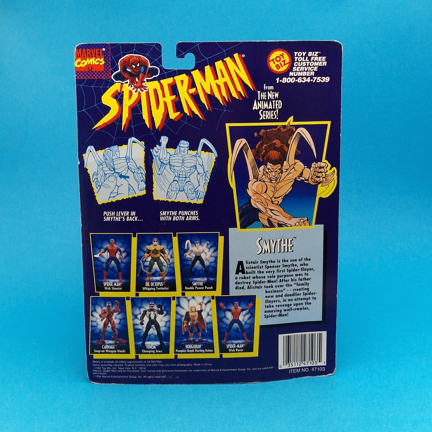 SPIDER-MAN ANIMATED SERIES ☆ SMYTHE Vintage Figure ☆ Marvel Carded Toybiz 90s Original