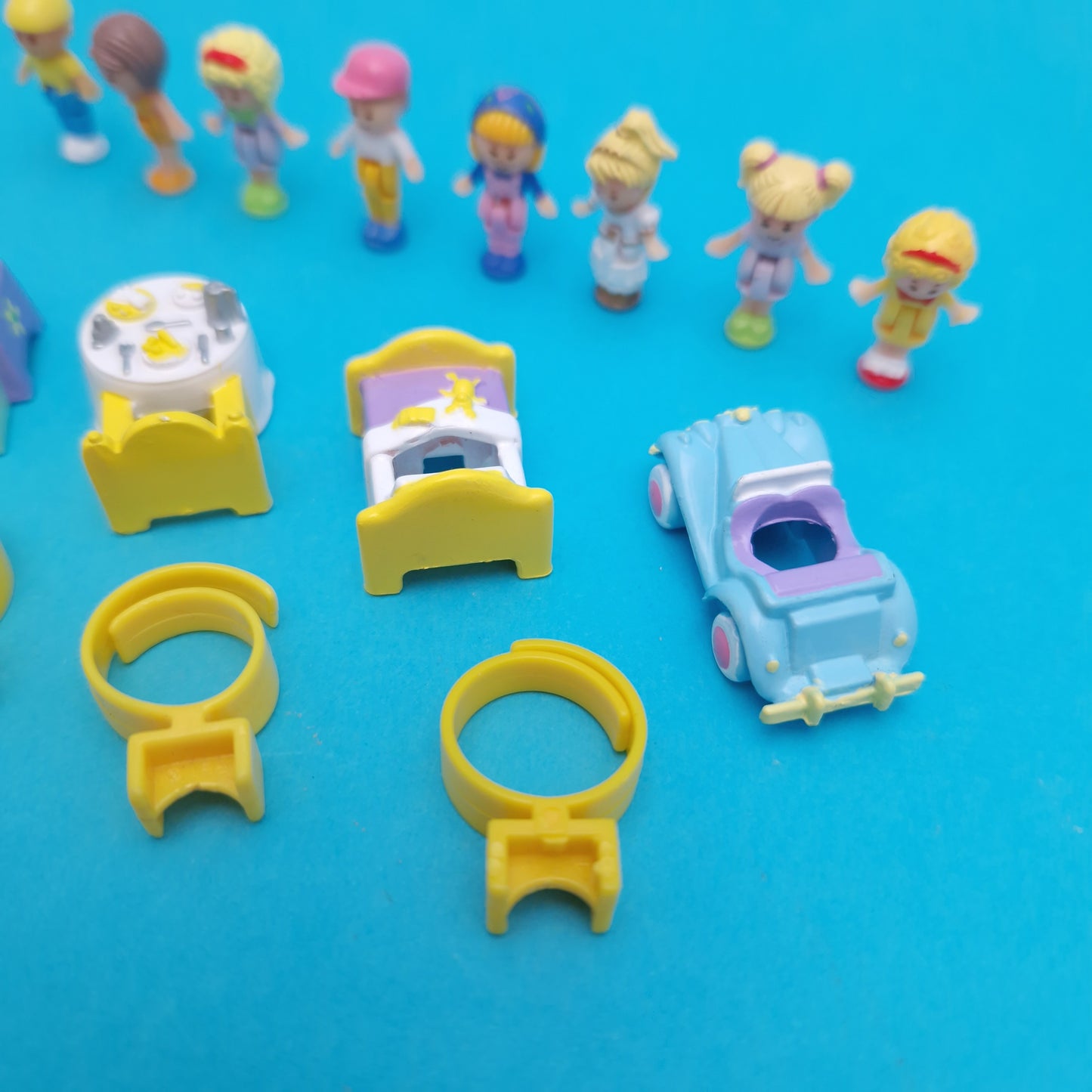 POLLY POCKET ☆ RINGS Bundle Sports Car Bed time Dress Up Vintage Figure Playset ☆ Original 1989