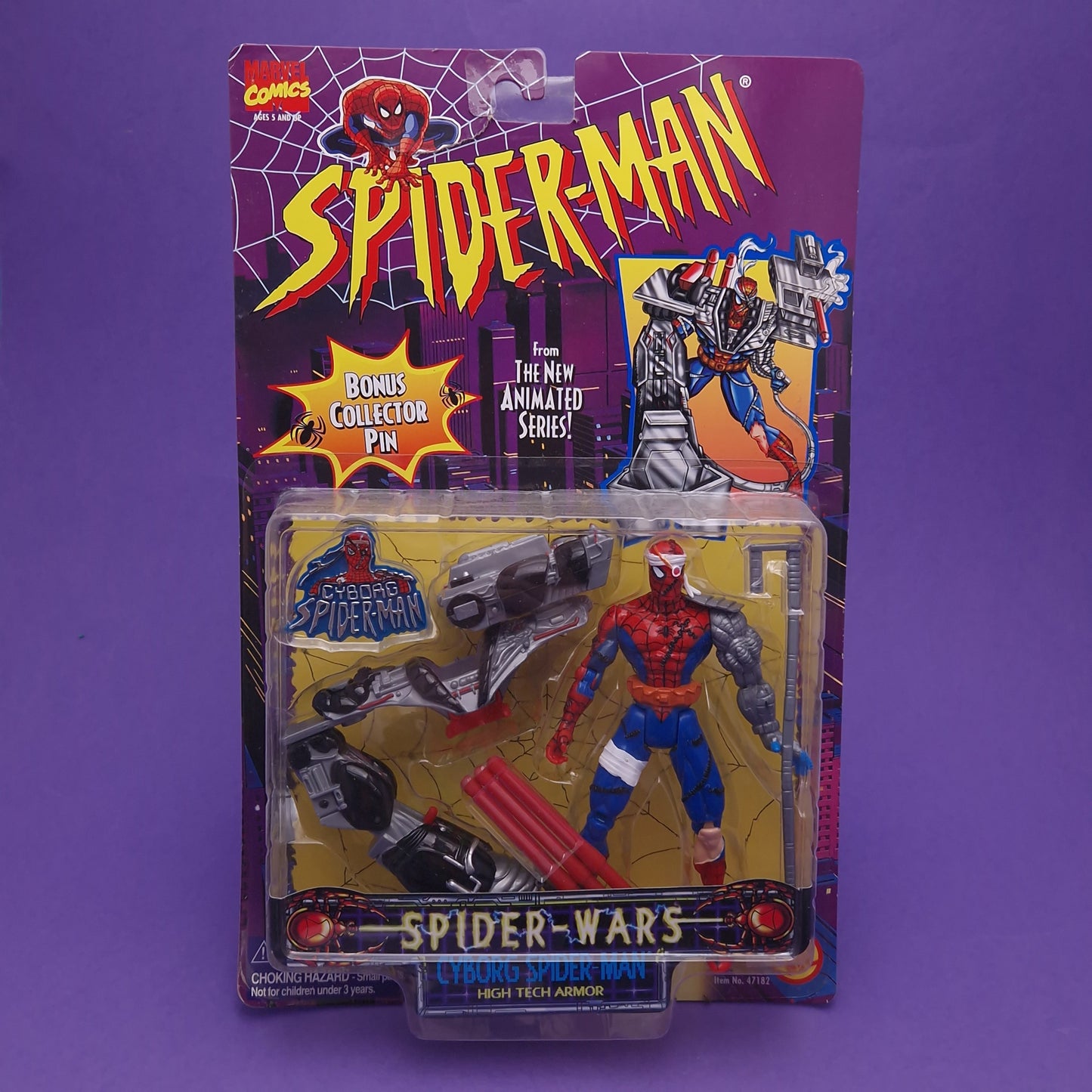 SPIDER-MAN ANIMATED SERIES ☆ Vintage ☆  CYBORG MARVEL Figure ☆ MOC Sealed Carded Toybiz 90s