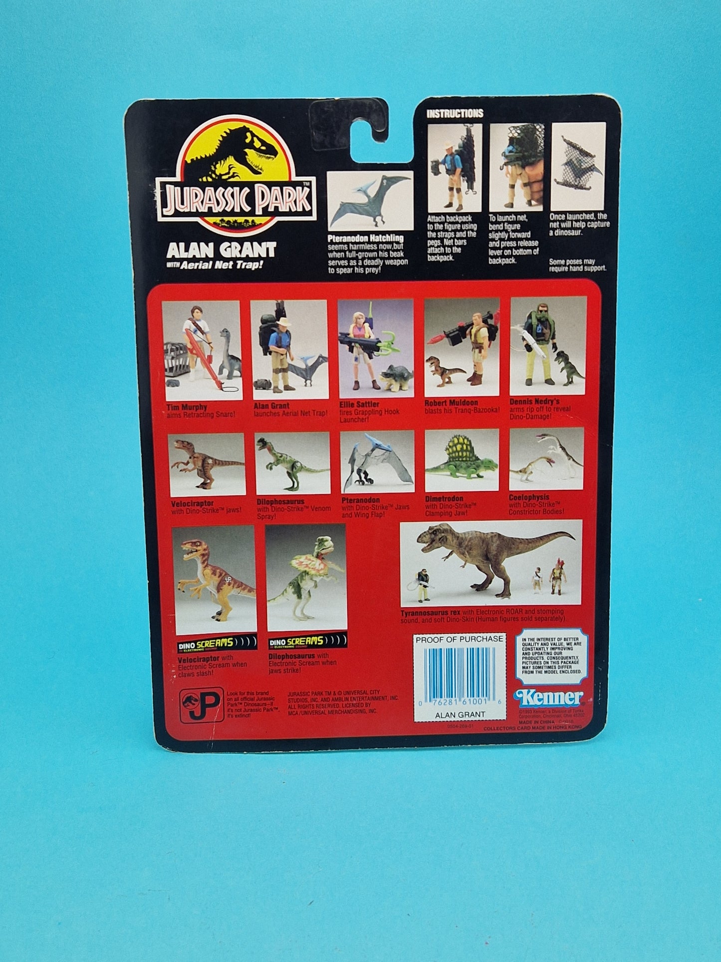 JURASSIC PARK ☆ ALAN GRANT Rare 3rd Edition MOVIE CARD Vintage Figure ☆ Sealed MOC World Carded