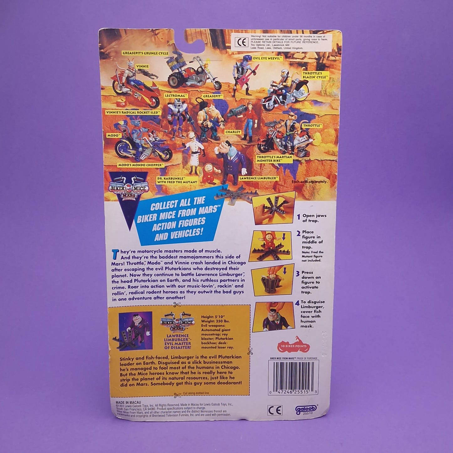 BIKER MICE FROM MARS ☆ LAWRENCE LIMBURGER Carded Action Figure ☆ Sealed Vintage 90s