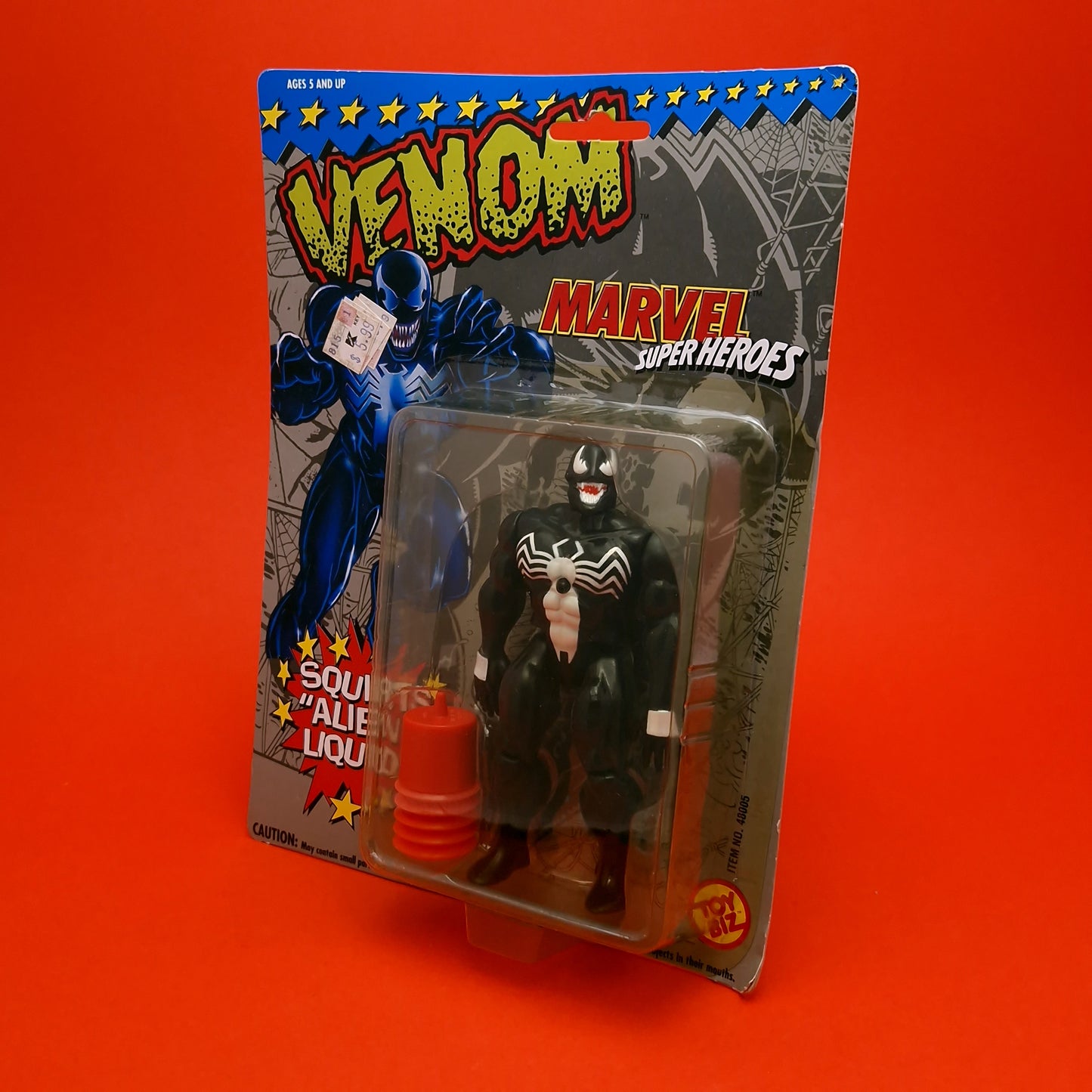 MARVEL SUPERHEROES ☆ VENOM WATER SQUIRTS Vintage Figure ☆ Original MOC Sealed Carded Toybiz 90s