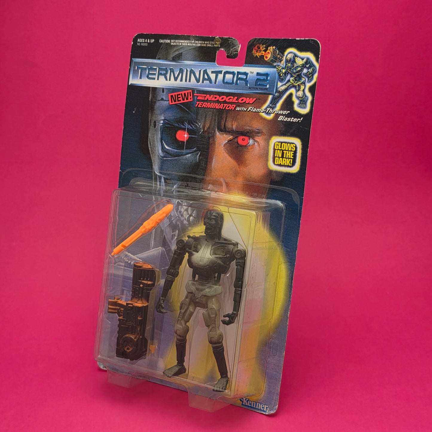 TERMINATOR 2 ☆ ENDOGLOW T-800 Action Figure ☆ Vintage 90s Kenner Carded