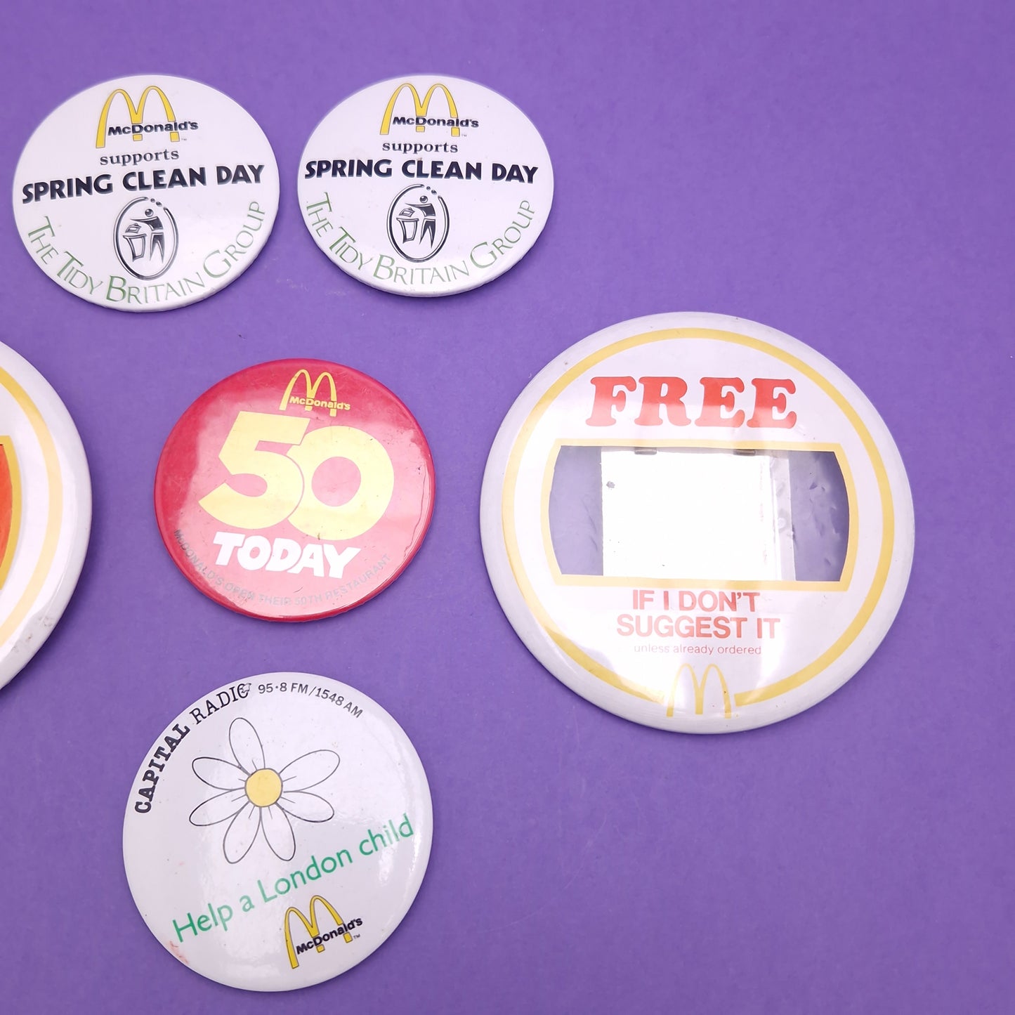 MCDONALDS ☆ EMPLOYEE & CUSTOMER Pin Badge Bundle ☆ 80s 90s Happy Meal