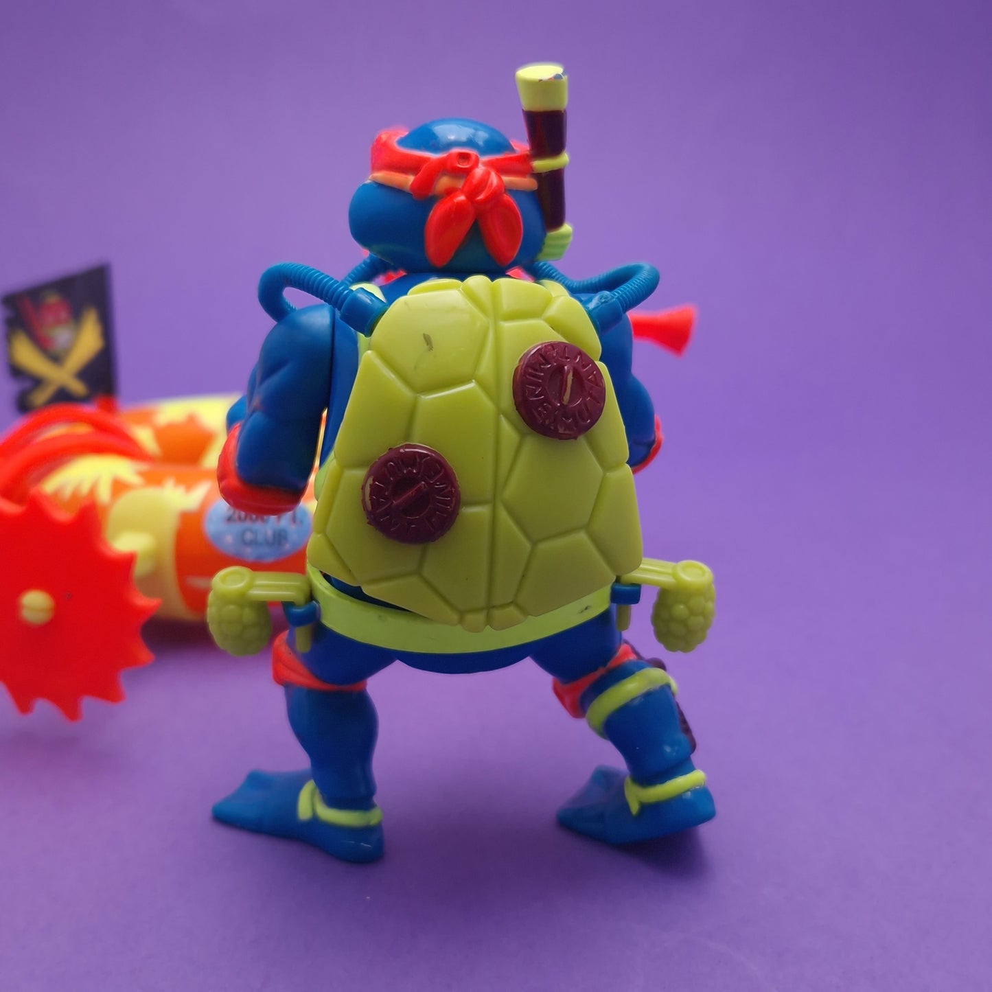 TEENAGE MUTANT NINJA TURTLES ☆ Scuba Divin Raph Psych Out Spin Out Scuba Tube Vintage Action Figure ☆ Loose