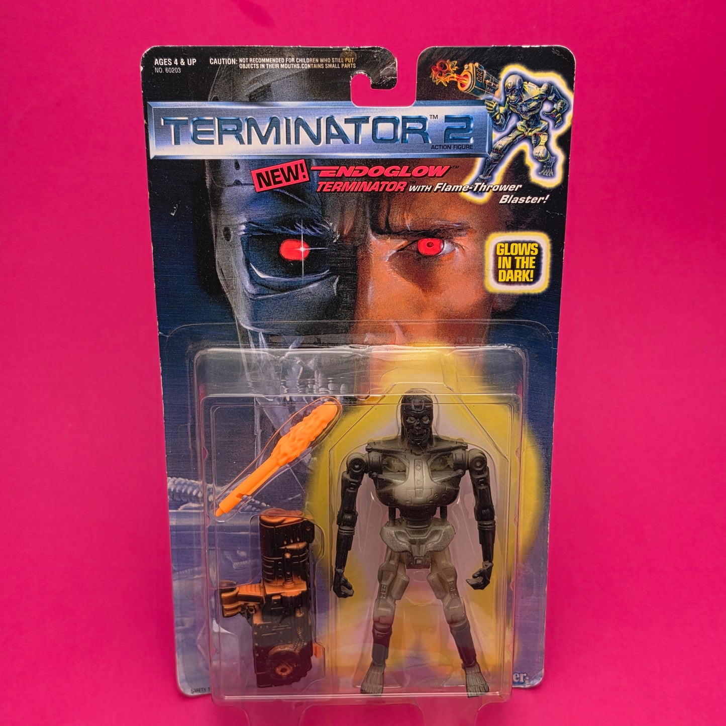 TERMINATOR 2 ☆ ENDOGLOW T-800 Action Figure ☆ Vintage 90s Kenner Carded