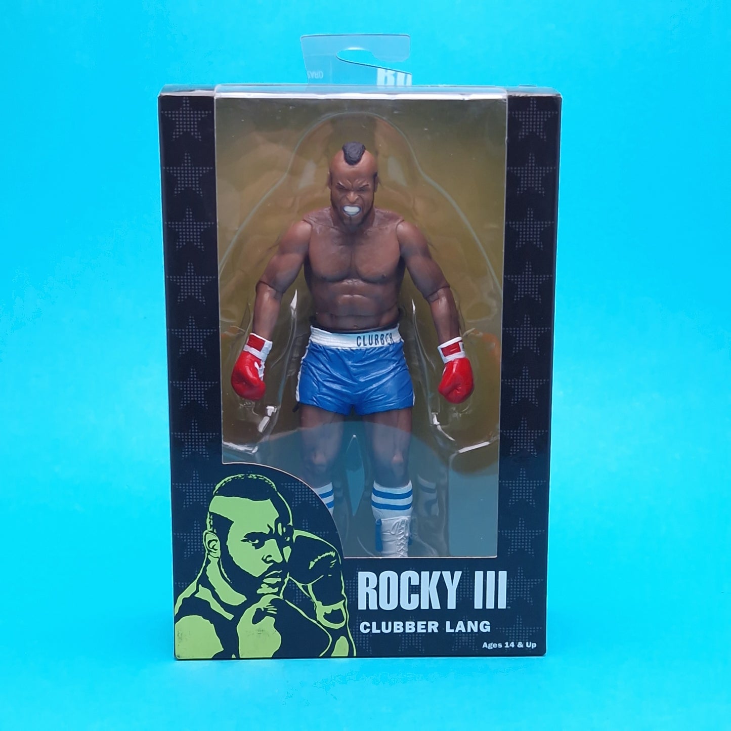 ROCKY 3 III ☆ CLUBBER LANG Blue Attire Shorts Action Figure ☆ NECA Boxed Sealed 40th Series 1