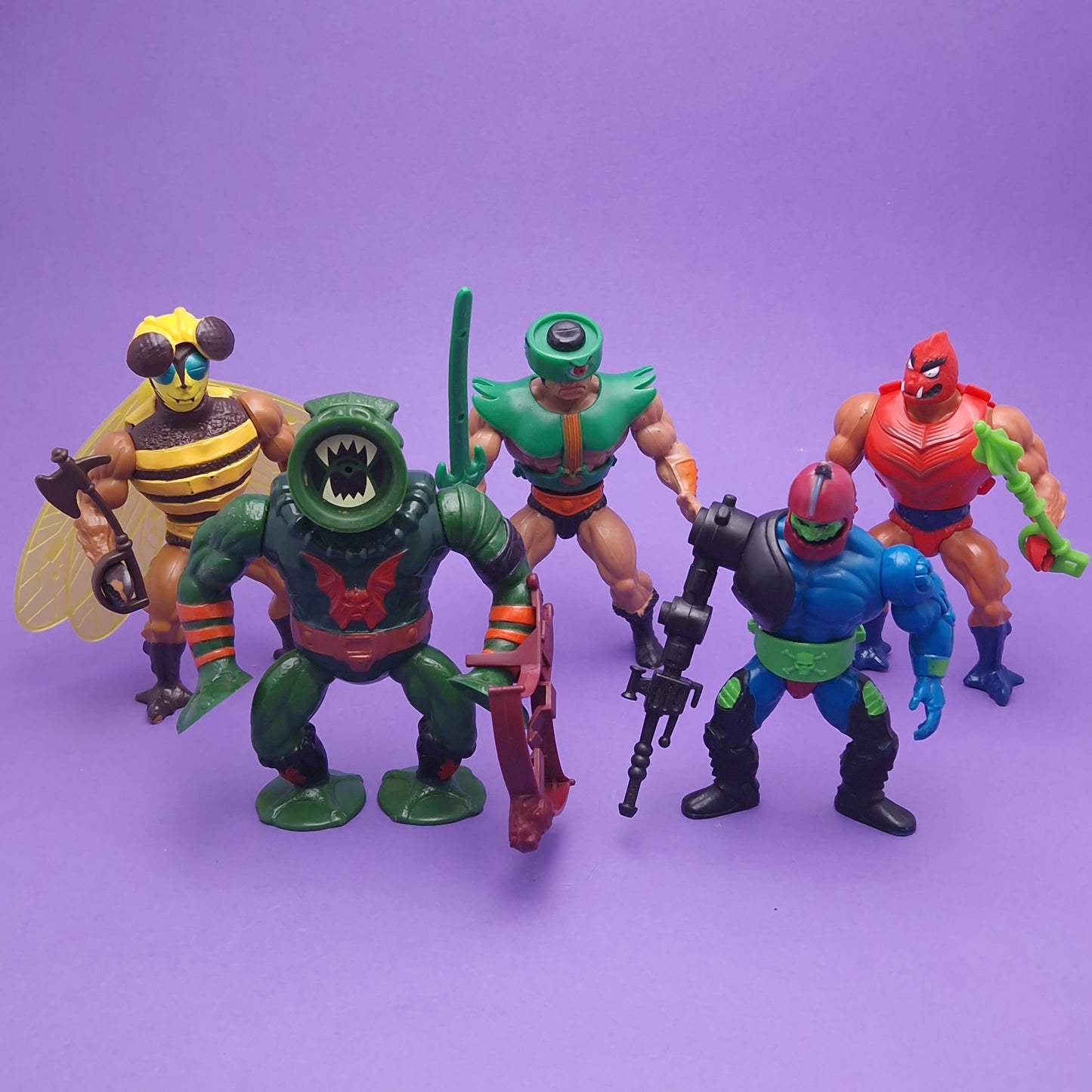 MASTERS OF THE UNIVERSE ☆ 5x Bundle TRAP JAW BUZZ OFF CLAWFUL LEECH TRI-KLOPS Vintage Figure ☆ MOTU Loose 80s Mattel