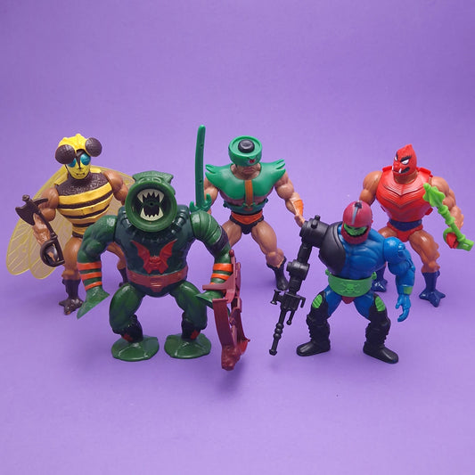 MASTERS OF THE UNIVERSE ☆ 5x Bundle TRAP JAW BUZZ OFF CLAWFUL LEECH TRI-KLOPS Vintage Figure ☆ MOTU Loose 80s Mattel