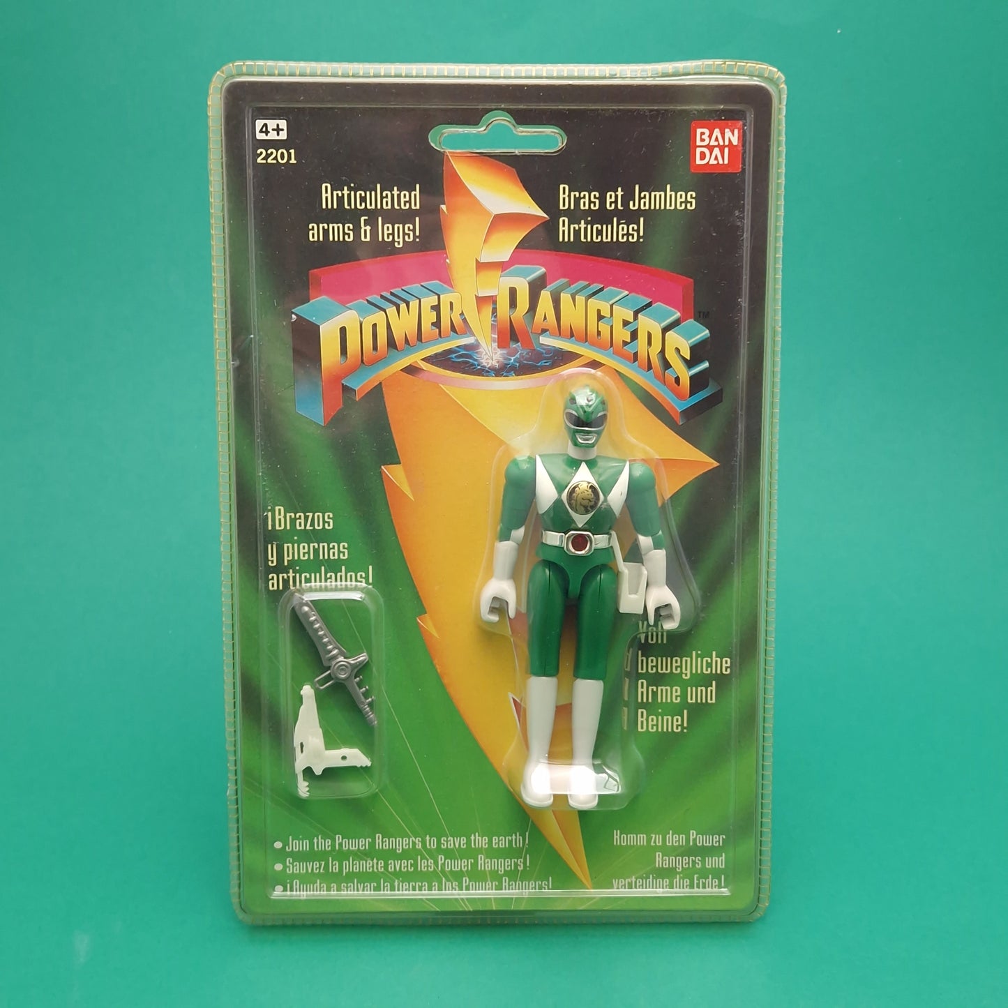 POWER RANGERS MMPR ☆ 4.5 INC GREEN RANGER TOMMY Figure Sealed Vintage 1993 Carded