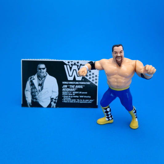 WWF HASBRO JIM THE ANVIL NEIDHART Vintage Wrestling Figure ☆ Bio Card 90s Series 5